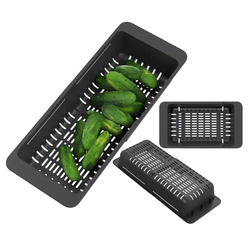 Cos Chiuveta, Granitan, 32–46 x 18.4 x 7.8 cm, Negru, Lungime Reglabila, Material Durabil, Usor De Curatat, Ideal Ca Suport De Uscare Sau Strecuratoare, Economiseste Spatiu In Bucatarie