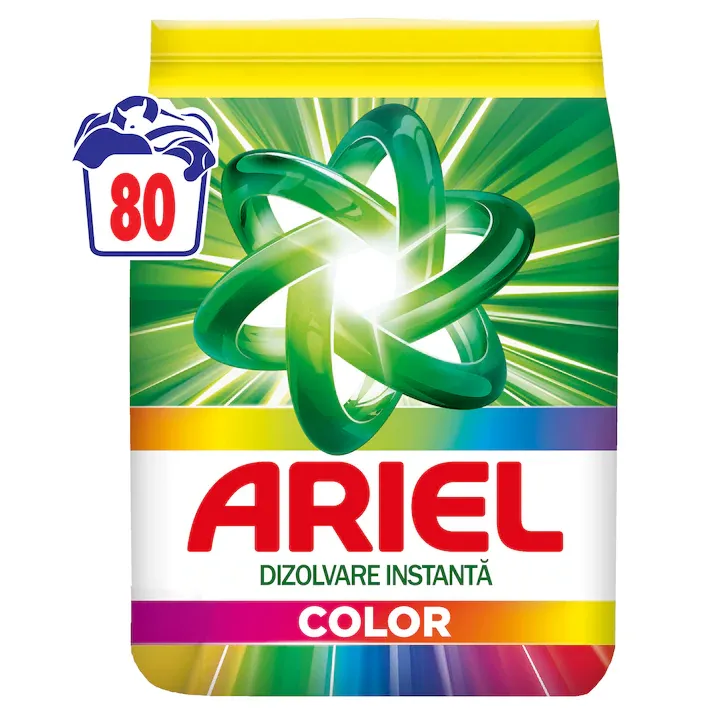 Detergent de rufe pudra Ariel Color 5,2 kg, 80 spalari