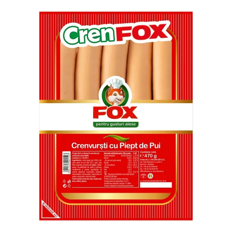 Crenvursti cu piept de pui Fox, 470 g