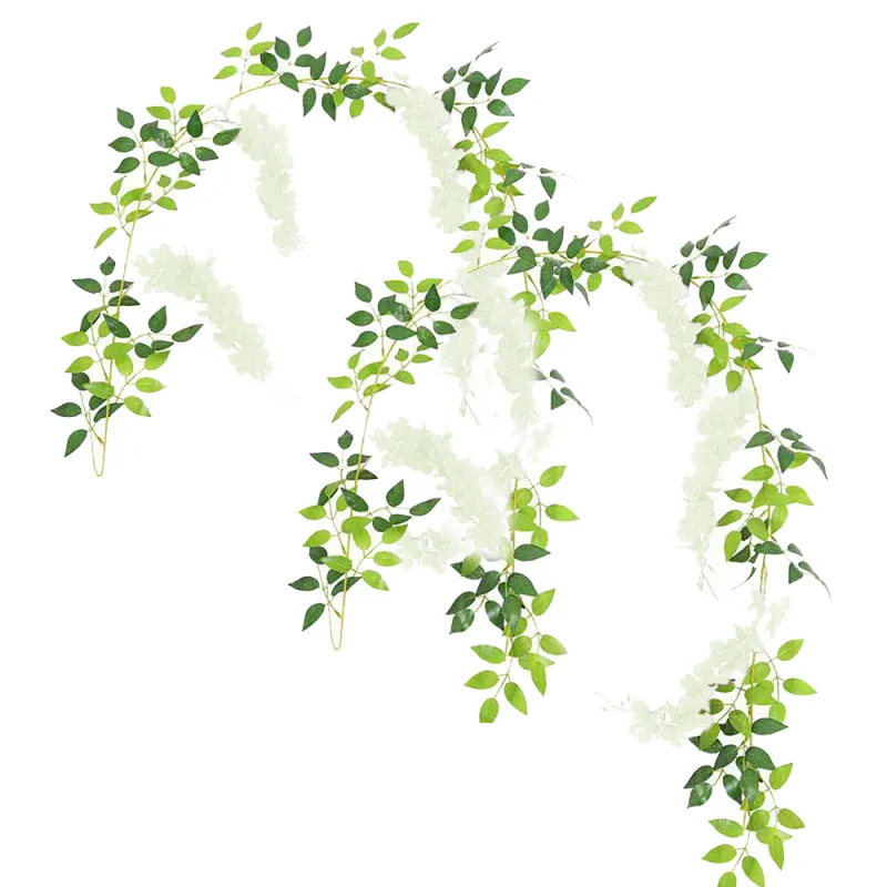 Set 2 plante artificiale, Ronyes®, Plastic, 200cm, Alb