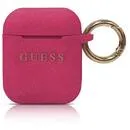 Guess Husa Silicon Airpods Generation 1/2 Fuchsia (cu breloc)