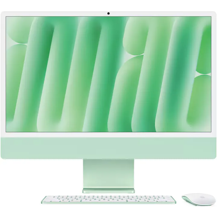 Sistem Desktop PC iMac 24" (2024) cu procesor Apple M4, 8 nuclee CPU and 8 nuclee GPU, 24", Retina 4.5K, 16GB, 256GB SSD, Green