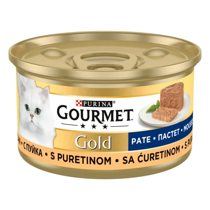 Hrana umeda pentru pisici Purina Gourmet Gold Mousse cu gust de curcan, 85 g