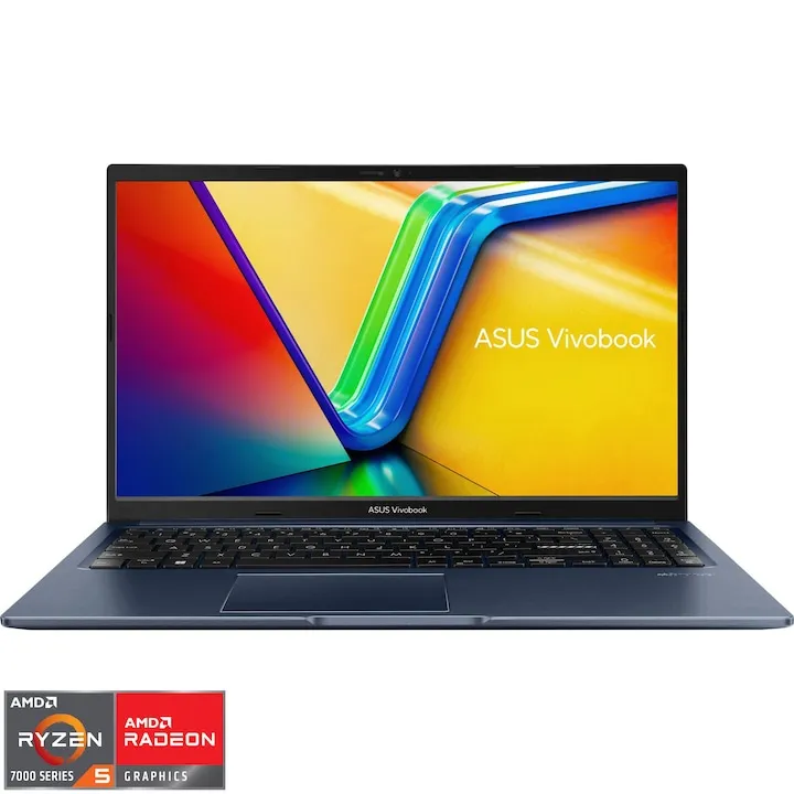 ASUS Vivobook 15 M1502YA cu procesor AMD Ryzen™ 5 7430U pana la 4.3 GHz, 15.6'', Full HD, IPS, 8GB DDR4, 512GB SSD, AMD Radeon™ Graphics, No OS, Quiet Blue