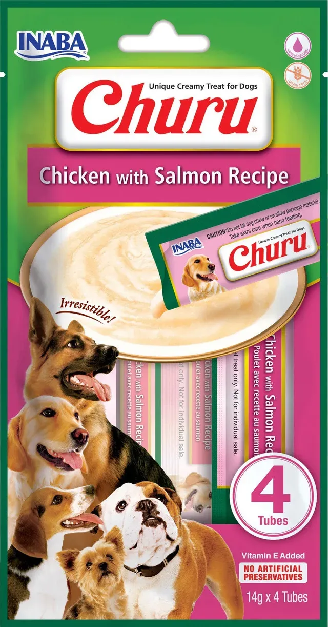 Recompense cremoase pentru caini Inaba Churu, somon, 4 x 14 g