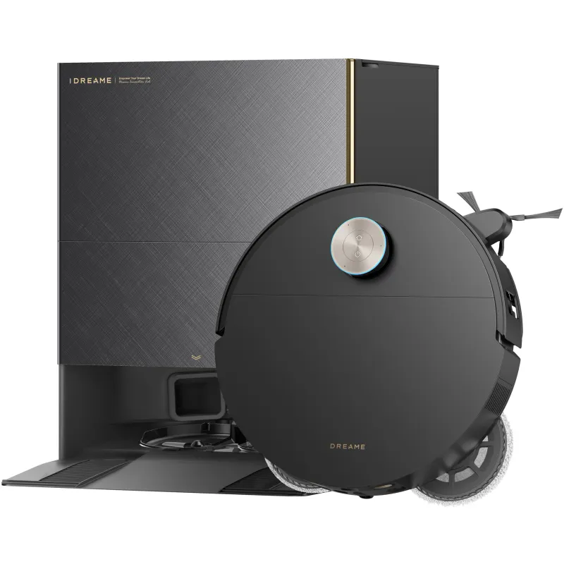 Robot de aspirare cu mop Dreame X60 Ultra Complete RLX87DE-BK, tehnologie HyperStream Detangling DuoBrush 2.0, navigare VersaLift DTOF cu camere AI, 35000Pa, autocuratare mop 100°C si spalare cu apa calda 40°C, baterie 6400mAh, ultra-subtire 7.95cm, negru