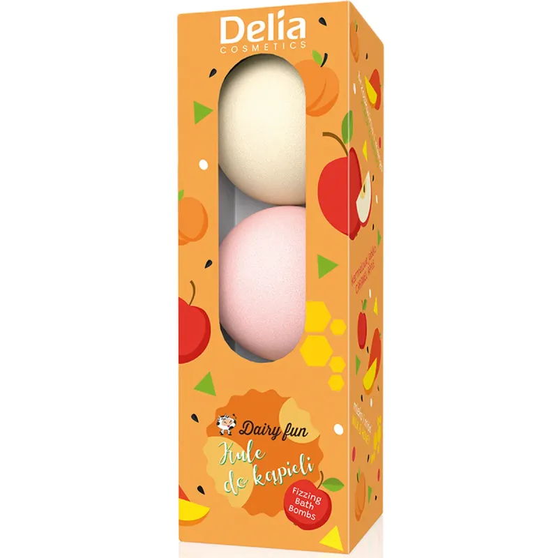 Bombe de baie aromate Dairy Fun: lapte, caramel si piersica, 3 x 100 g
