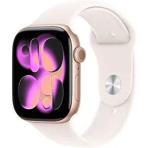 Apple Watch 11, GPS, 42 mm, Rose Gold Aluminium Case, Light Blush Sport Band - S/M