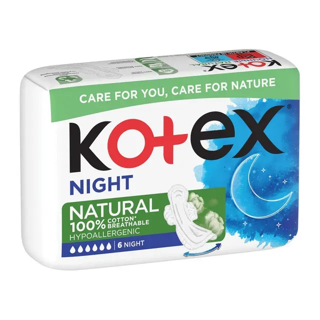 Tampoane absorbante Kotex Natural Over Night, 6 bucati