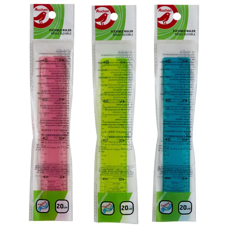 Rigla flexibila Auchan, gradata , 20 cm, diverse culori