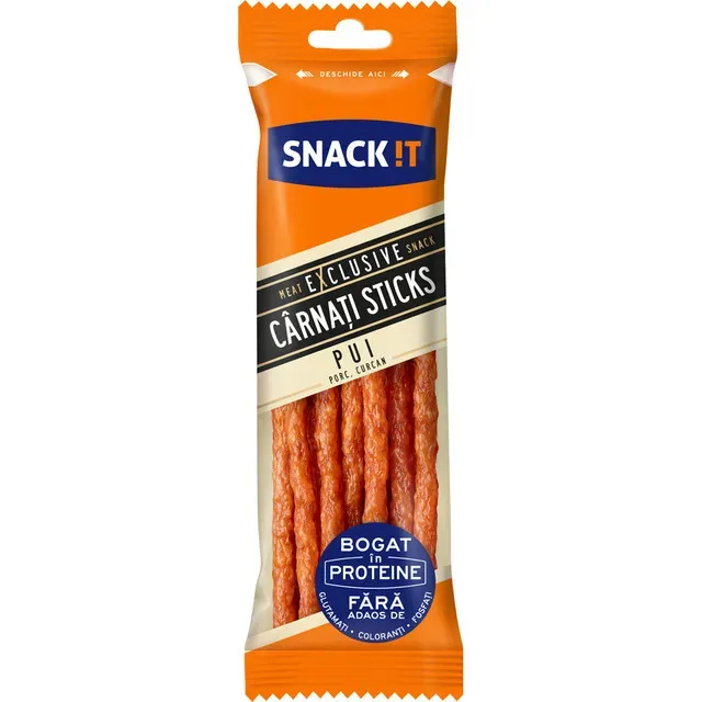 Carnati sticks din carne de pasare si porc Snack It Exclusive, 50 g