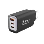 Incarcator multiport, 3porturi cu incarcare rapida de 150W, 1 port USB 2 port Type-C, accepta protocolul protocol complet Super fast 5.0, design universal multiport, compatibil cu telefoane mobile, smartwatch-uri, iPhone, Huawei, Samsung, Xiaomi, Negru