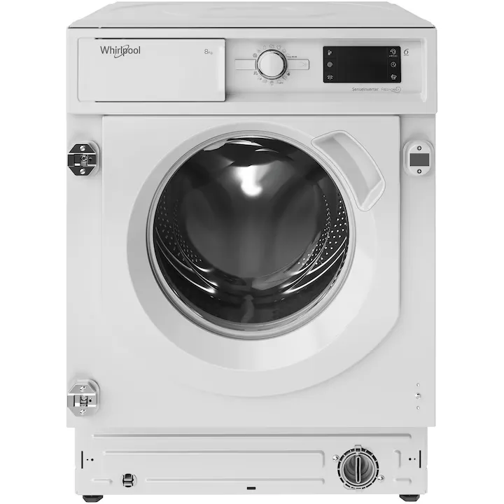 Masina de spalat rufe incorporabila Whirlpool BIWMWG81485EEU, 8 kg, 1400 rpm, Clasa B, Motor Inverter, Display digital, Tehnologia al 6-lea Simt, Alb