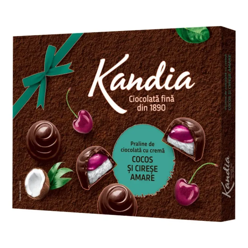 Praline cu 40% cocos si cirese Kandia, 140g