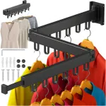 Suport de umerase 2 in 1 pentru uscarea hainelor, Zola, pliabil, 18 carlige, 103-127 x 7.5 cm, fixare perete, aliaj aluminiu, negru