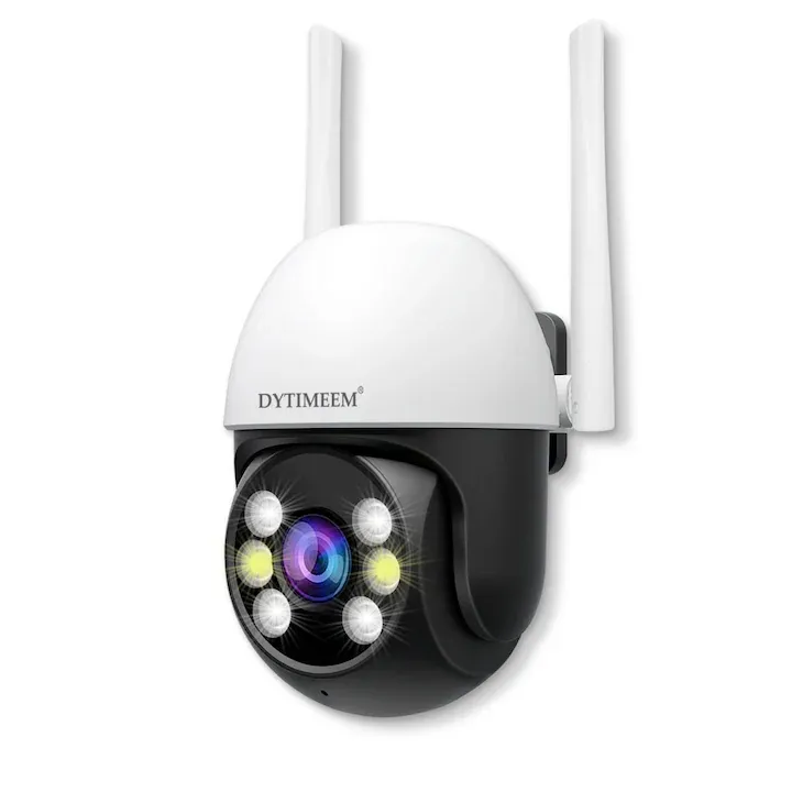Camera de supraveghere Wi-Fi, DYTIMEEM, 1080P HD, Control prin aplicatie, Viziune nocturna color, Comunicare bidirectionala, IP66, Senzor de miscare, Auto track, Negru