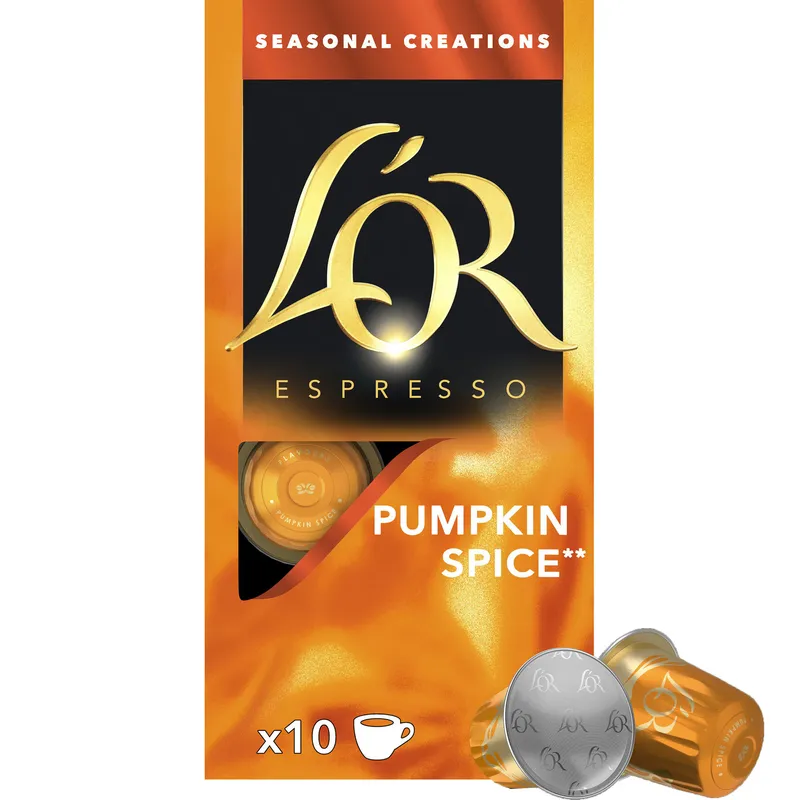 Cafea capsule, L'OR editie limitata Pumpkin spice, 10 bauturi x 40 ml, 10 capsule compatibile cu Nespresso Original, 52 g