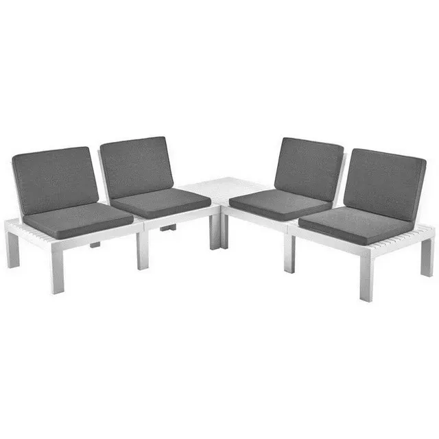 Set mobilier Molok, 5 piese si 8 perne, alb