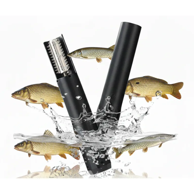 Aparat Electric Profesional de Curatat Solzi de Peste, N2L Store®, Wireless, Lame Otel Inoxidabil 304, Rezistent la Apa IPX7, Acumulator 2200mAh, Ideal pentru Crap, Stiuca, Salau, Negru