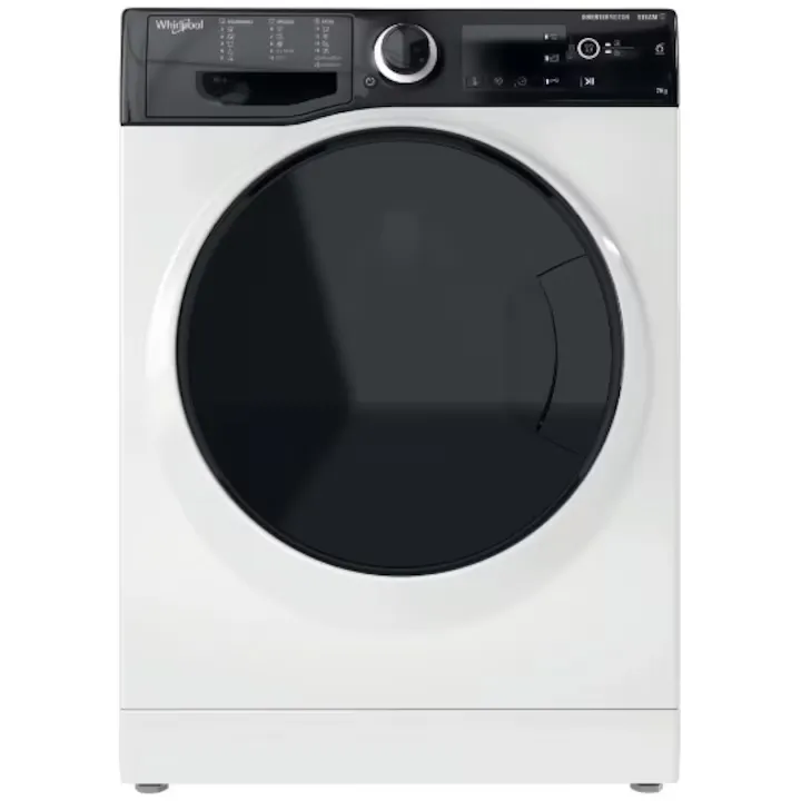 Masina de spalat rufe Slim Whirlpool WRSB7259DEU, 7 kg, 1200 rpm, Clasa B, Motor Inverter, Display Big digital, Negru