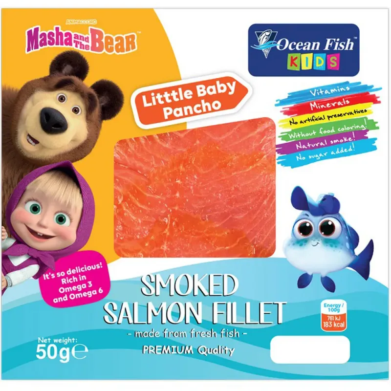 Somon file afumat Ocean Fish Kids, 50 g