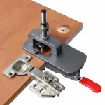 Dispozitiv de ghidare pentru gaurire balamale, Axroad Mall, 7 piese, Instrument de perforare si pozitionare, Stabilitate excelenta, Diametru deschidere 35 mm, adancime ajustabila 15-25mm, 12*5.8cm, Aluminiu, Multicolor
