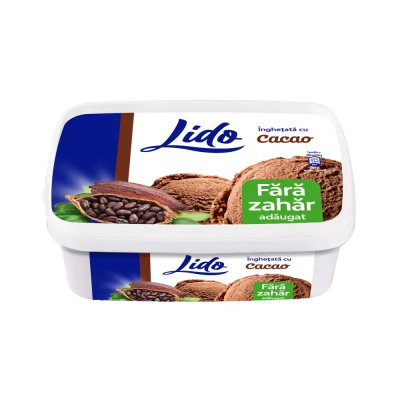 Inghetata cacao la caserola Betty Ice Lido, fara zahar, 1000 ml