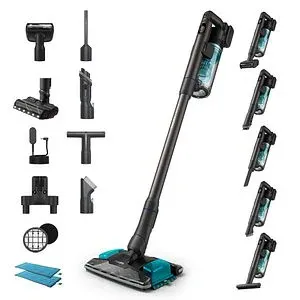 Aspirator vertical PHILIPS Seria 8000 Complete XC8157/01, 0.6l, 25.2 V, autonomie max 80 min, PowerCyclone 12, negru-albastru