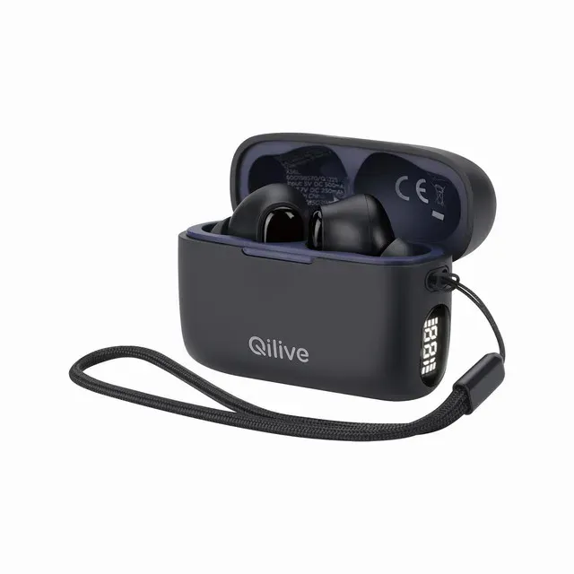 Casti fara fir in ear True Wireless Stereo Qilive Q.1225 Sport, Bluetooth 5.3, autonomie 6 ore, IPX7, negru