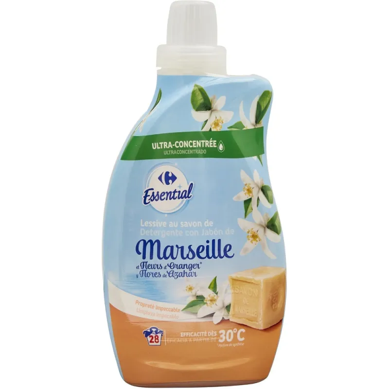 Detergent lichid de rufe Sapun de Marsilia Flori de portocal Carrefour Essential, 1L