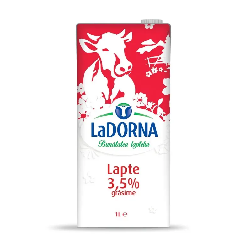 Lapte UHT integral LaDorna, 3.5% grasime, 1 l