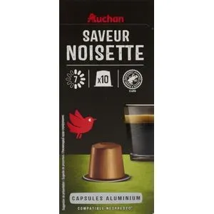Capsule cafea Auchan Arabica cu aroma de alune de padure, compatibile Nespresso, 10 capsule