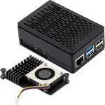 Carcasa Radiator Raspberry Pi 5, cu Sistem Avansat de Racire - Set complet cu Radiator din Aluminiu, Ventilator PWM si Heatpipe - Protectie Impotriva Supraincalzirii si Deteriorarilor Mecanice - Negru