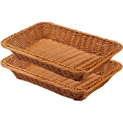 Set de 2 cosuri de paine tesute, 35 x 25 x 7 cm, cosuri de polipropilena, cos de cadou, container de paine, cos de paine, cos de alimente (maro)
