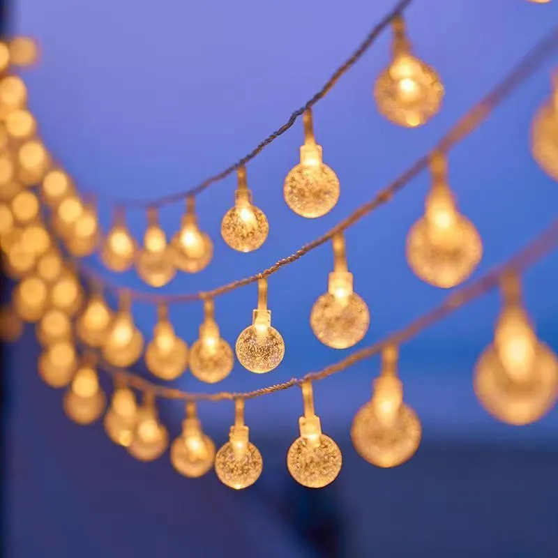 Lumini solare Glob de Cristal Feicaeesa® 12m, 100 LED, alb cald, 8 moduri de intermitere, Impermeabile, Interior/Exterior