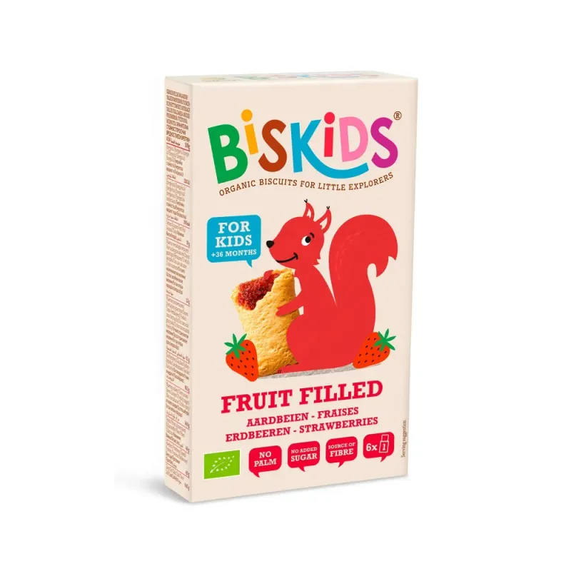 Biscuiti eco Belkorn Biskids cu capsuni, de la 36 luni, 120 g