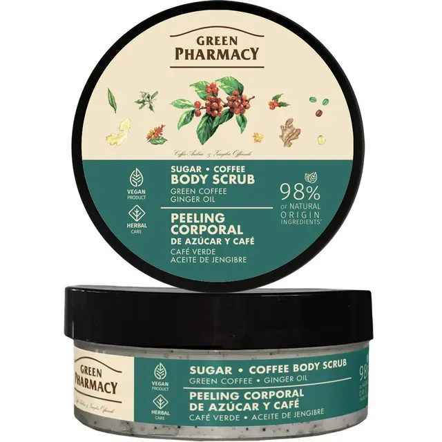 Scrub de corp Green Pharmacy Green coffee si ulei de ghimbir, 225 ml