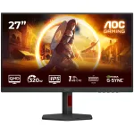 Monitor Gaming AOC Q27G4SRU, 27", QHD (2560x1440), Fast IPS, WLED, 320Hz, 0.3ms MPRT, 1ms GtG, HDR400, Adaptive Sync, G-SYNC Compatible, FlickerFree, Low Blue Light (hardware), Difuzoare 2x2W, HDMI, DisplayPort, Pivot, Negru