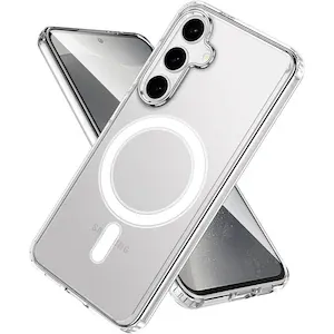 Husa Magnetica pentru Samsung Galaxy S25 FE, Compatibila cu MagSafe, Design Transparent Cristal, Rezistenta la Ingalbenire, Protectie Subtire la Impact, Carcasa Antisoc