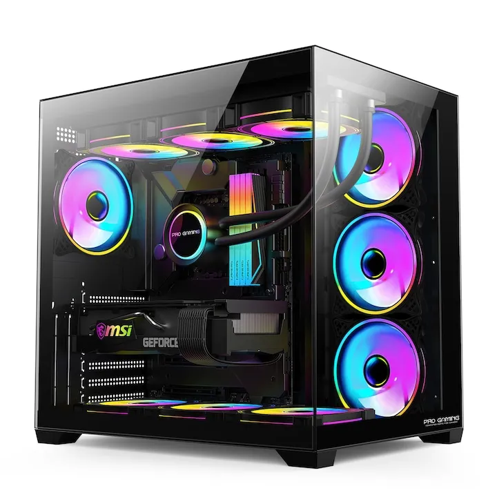 Sistem Desktop Pc Gaming Elite Black Intel Core I5 12400 pana la 4.4Ghz, 32GB RAM DDR4, 1TB SSD, Placa Video RTX 5060 8GB, GDDR7, Wi-fi 6, Windows 11 Home