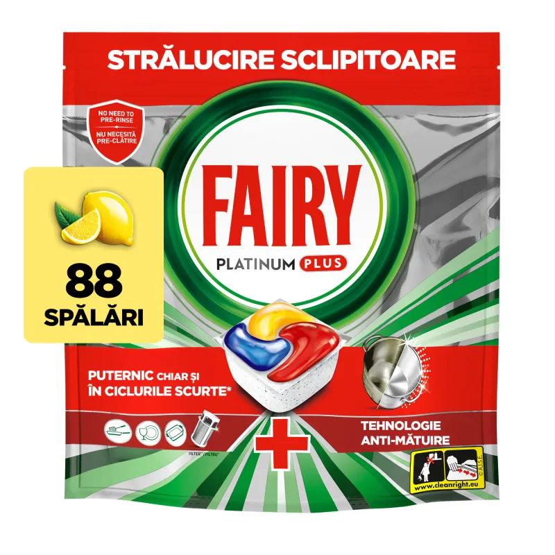 Detergent pentru masina de spalat vase Fairy Platinum Plus, 88 spalari