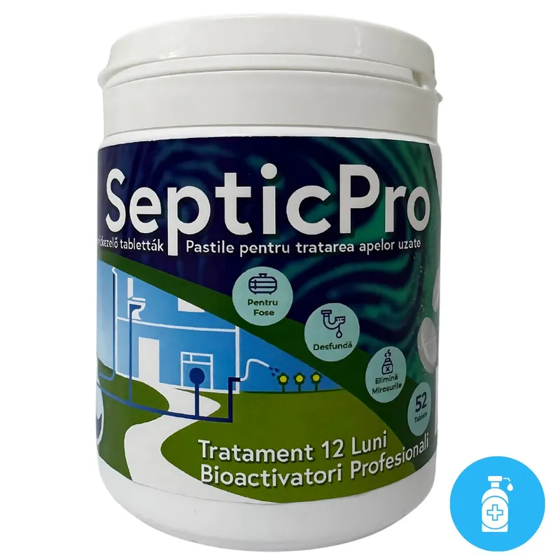 Pastile pentru fosa septica, bioactivatori cu actiune 12 luni, 52 pastile, fose pana la 3000 litri