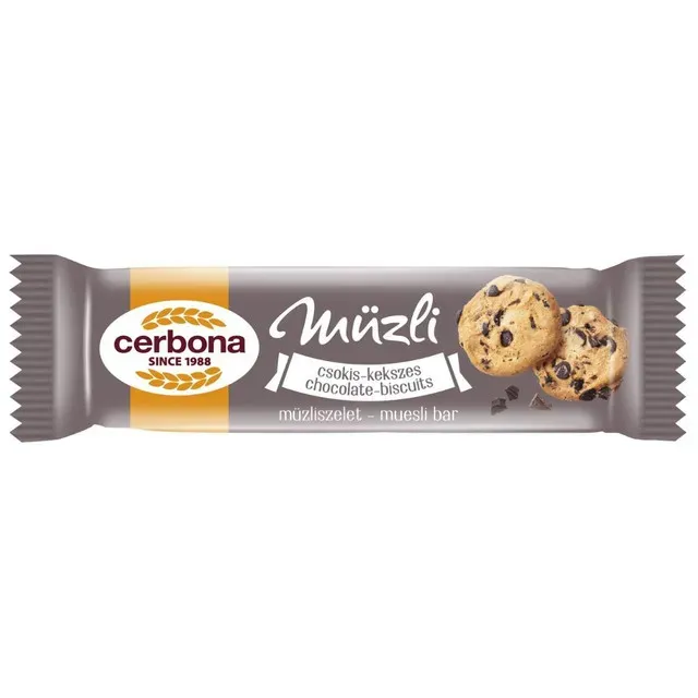 Baton musli cu ciocolata si biscuiti Cerbona, 20 g