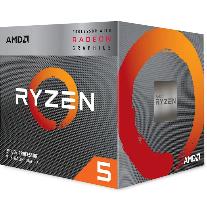 Procesor AMD Ryzen™ 5 3400G, 3.7 GHz, Socket AM4, Radeon™ RX Vega 11 Graphics