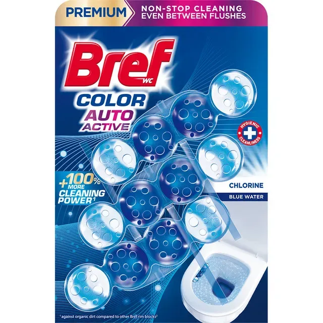 Odorizant pentru toaleta Bref Color Auto Active Chlorine, 3 x 50 g