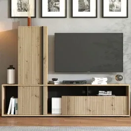 Biblioteca living Chania, stejar artisan + negru, 195.5 cm, 2C