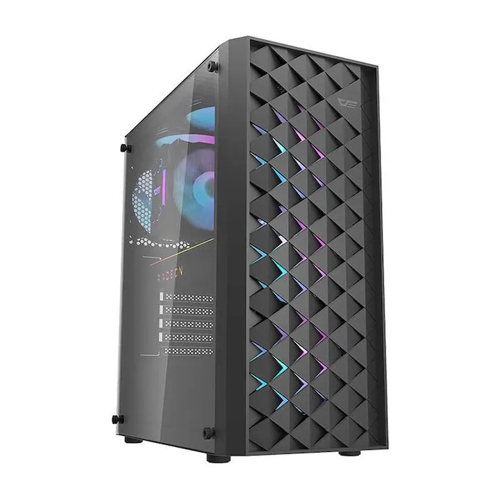 Carcasa pentru PC Darkflash DK351 + 4 ventilatoare, negru
