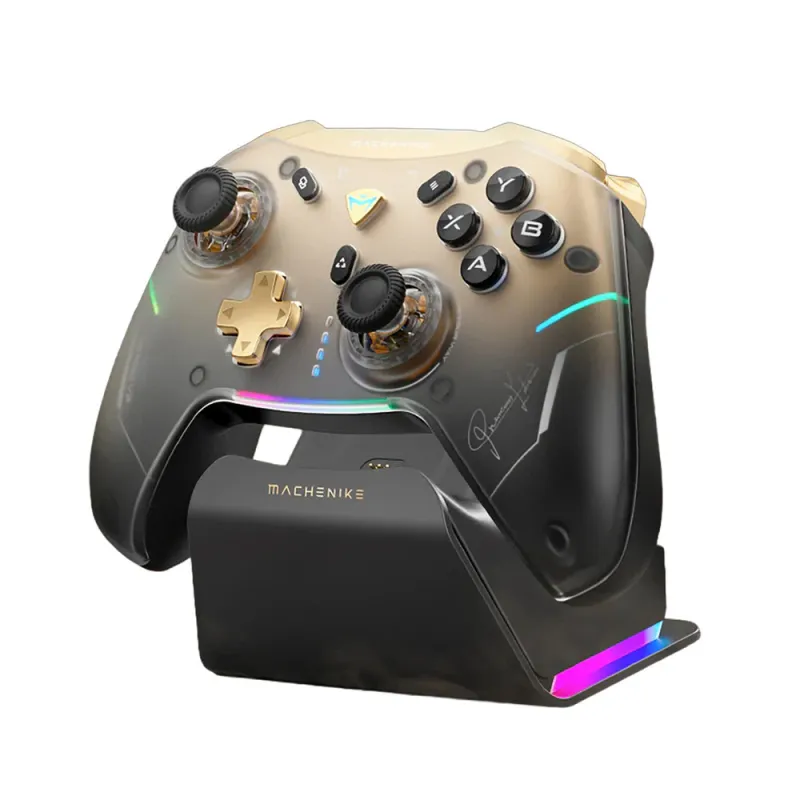 Controller Machenike G5Pro Premium Edition, Wireless/Bluetooth/USB-C, 600mAh, Negru/Auriu, Statia de incarcare inclusa