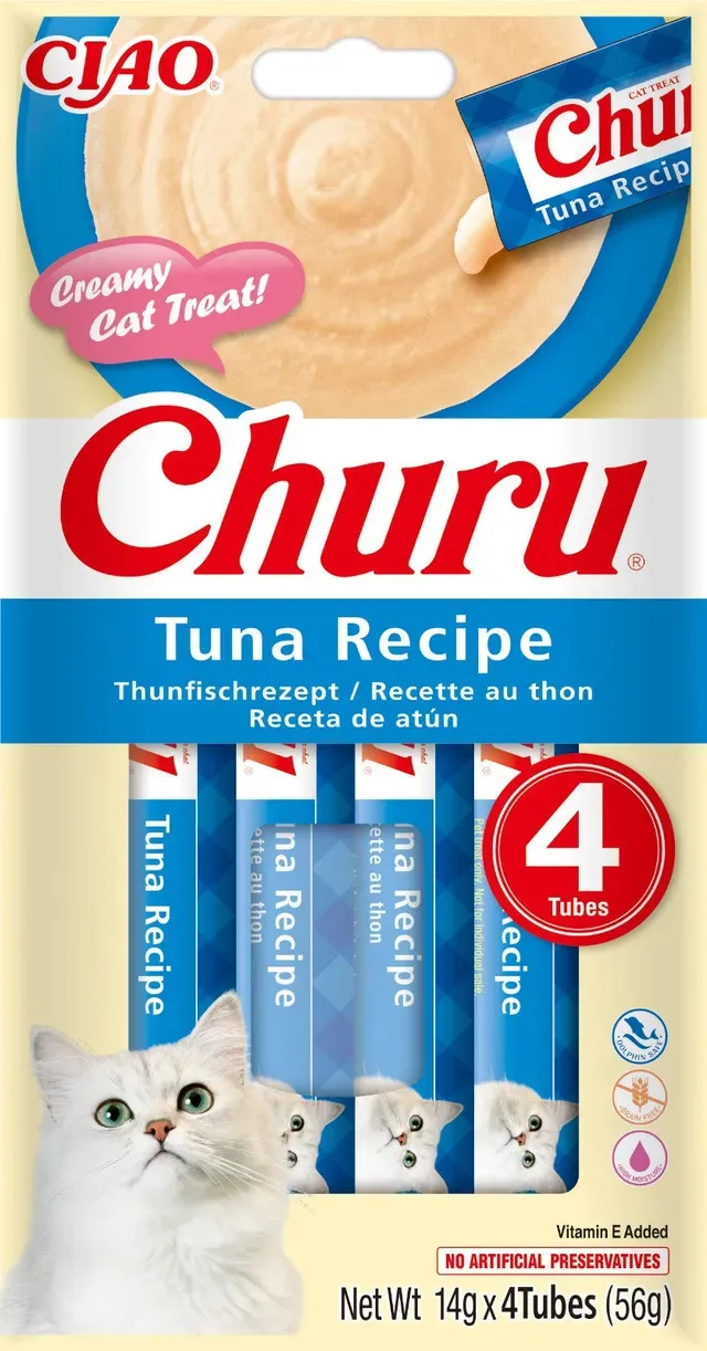 Recompense cremoase pentru pisici Inaba Churu, ton, 4 x 14 g