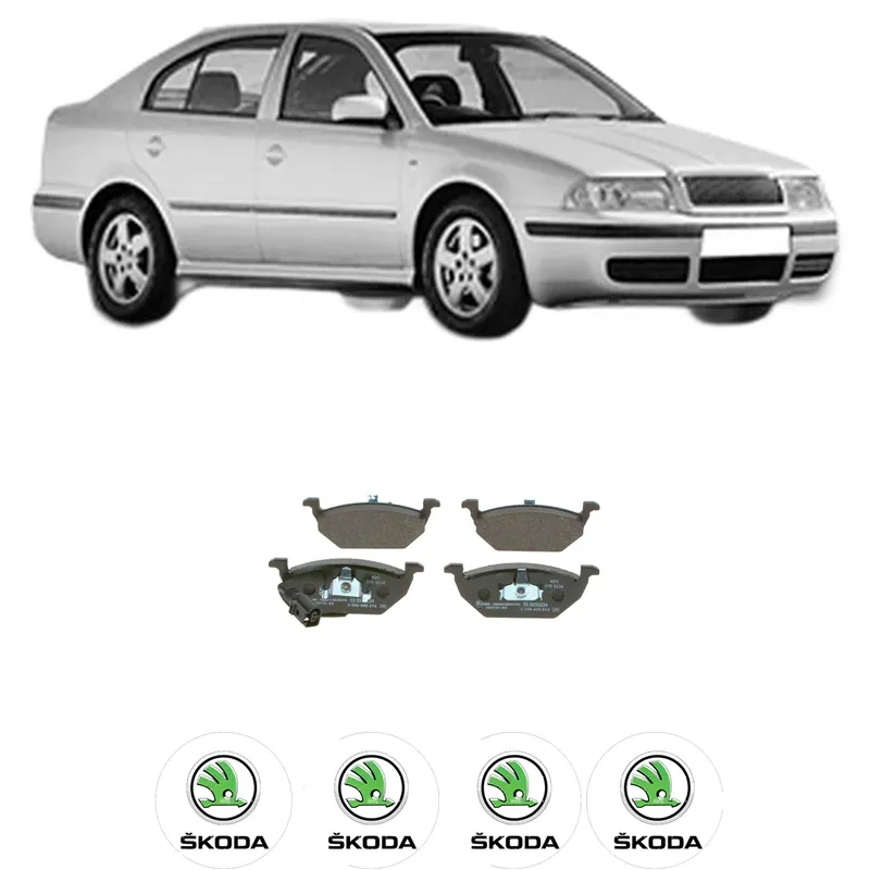 Set placute frana Fata SKODA OCTAVIA I (1U2) 1.6 din 2000-2010, KW 75 CP 102 CMC 1595, Auto, Bosch, 4 Stickere auto cu SKODA